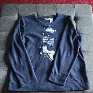White Stag Blue Crewneck Sweater with Winter Design